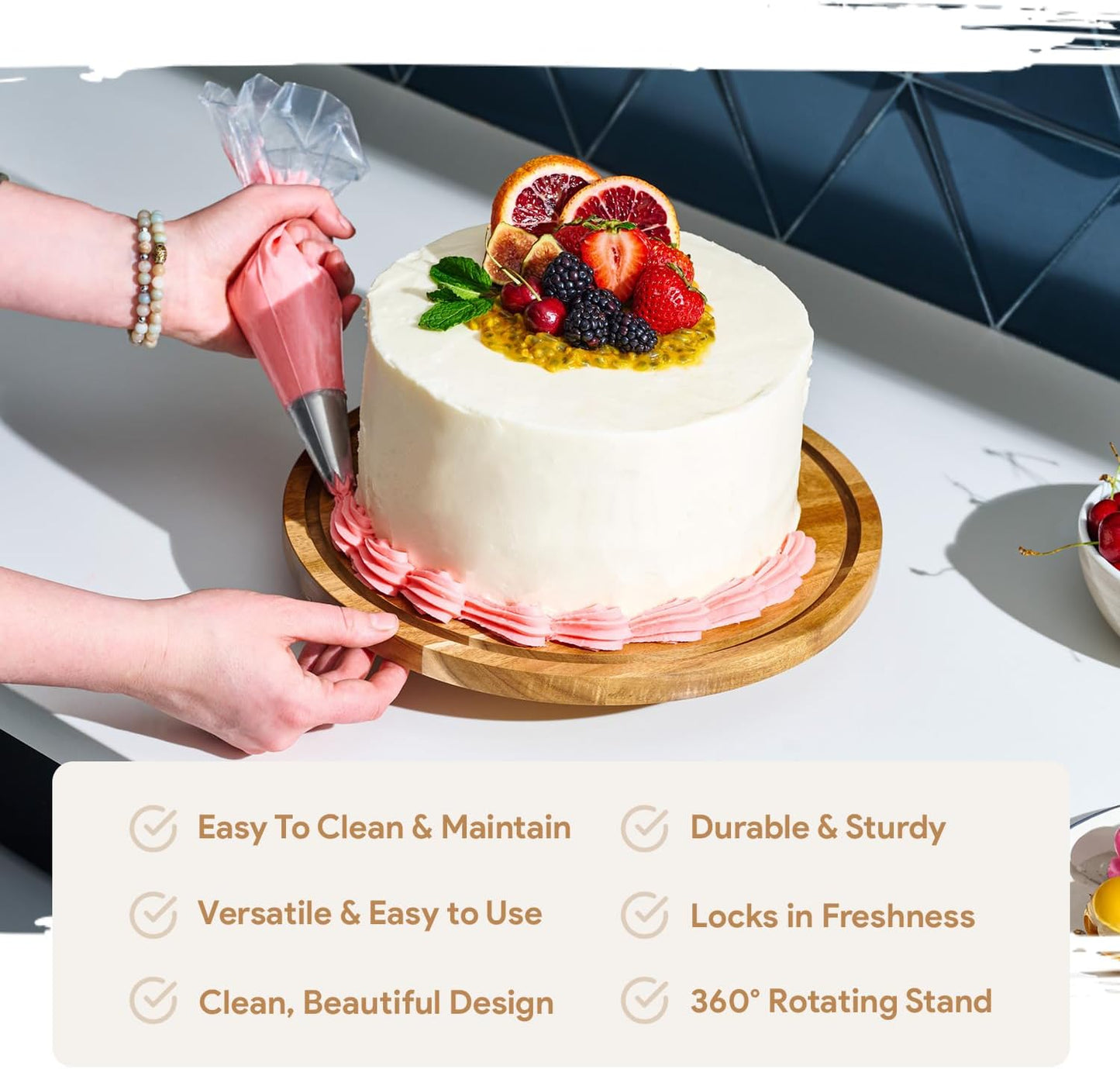 HOMESPHERE Acacia Wood Cake Stand with Lid - Cake Stand with Dome,12in Round Cake Holder, 2-in-1 Dessert Table Display Set & Charcuterie Board for Cheese, Chips & Dips, Fruit Platter, Large Acrylic Cake Dome Cover