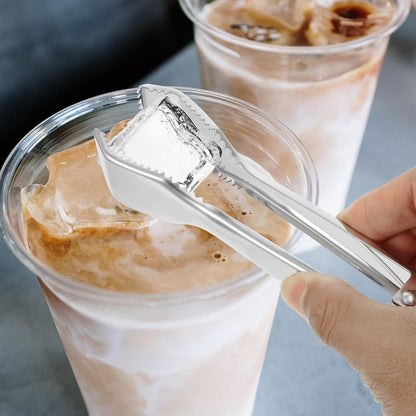 Stainless Steel Ice Clamp with Teeth, 304 Mirror Polished Spring-loaded Food Tong, Multifunctional Ice Clip for Bar and Kitchen Use
