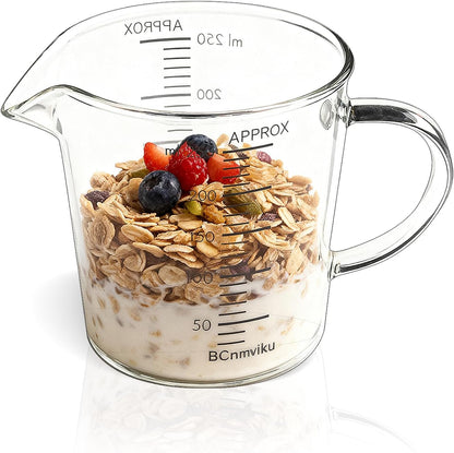 Glass Measuring Cup,Liquid Measuring Cups with 3 Scale(700ml,24oz,3cups) for Kitchen,Restaurant Baking,Cooking,Prepping