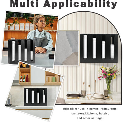 Wall Mount Portion Sauce Cup Lid Organizer Wood Sauce Cup Dispenser 4 Compartments Portion Cup and Lid Holder with Sponge Pad Cup Dispenser fits Cups Size 2 3 oz for Kitchen Counter Restaurant