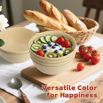 Wrova Wheat Straw Bowls for Kitchen set of 6,Anti-Scald Thick Soup Bowls 40oz,Microwave and Dishwasher Safe Bowl Sets, Unbreakable Cereal Bowl Sets. Vibrant Series