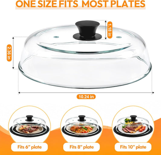 3-in-1 Glass Microwave Splatter Cover for Food,10in Glass Microwave Cover