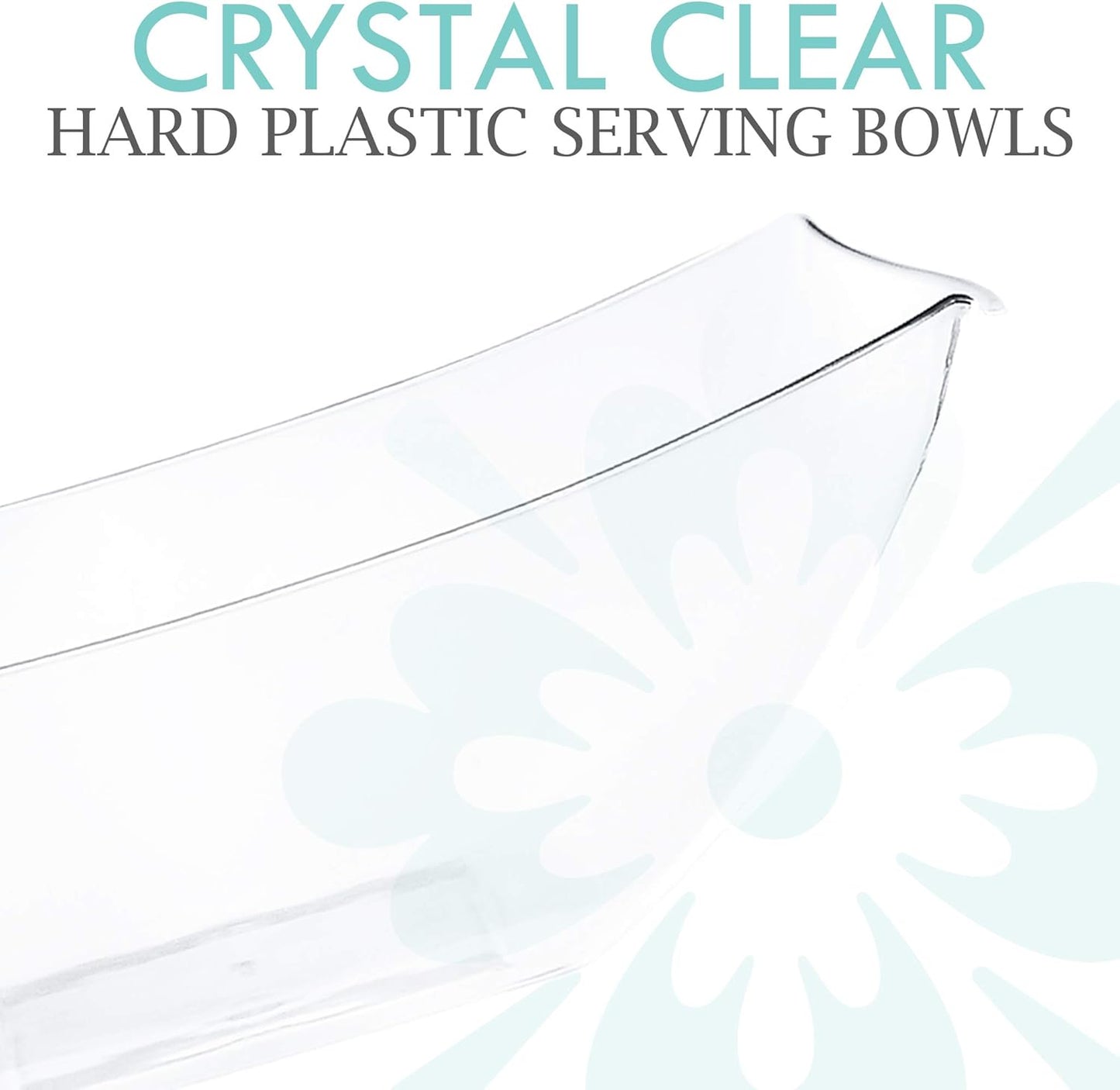 PLASTICPRO Disposable Square Serving Bowls, Party Snack or Salad Bowl, Plastic Clear or White Pack of 4 (16 OUNCE, White)