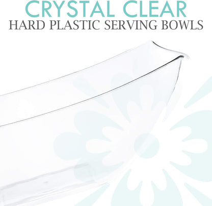 PLASTICPRO Disposable Square Serving Bowls, Party Snack or Salad Bowl, Plastic Clear or White Pack of 4 (16 OUNCE, White)