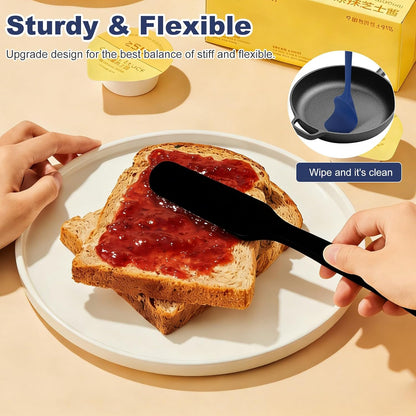 Premium 5-Piece Silicone Spatula Set, 446°F Heat Resistant for Nonstick Cookware & Baking, Food Grade, Hand Wash Recommended（Black)