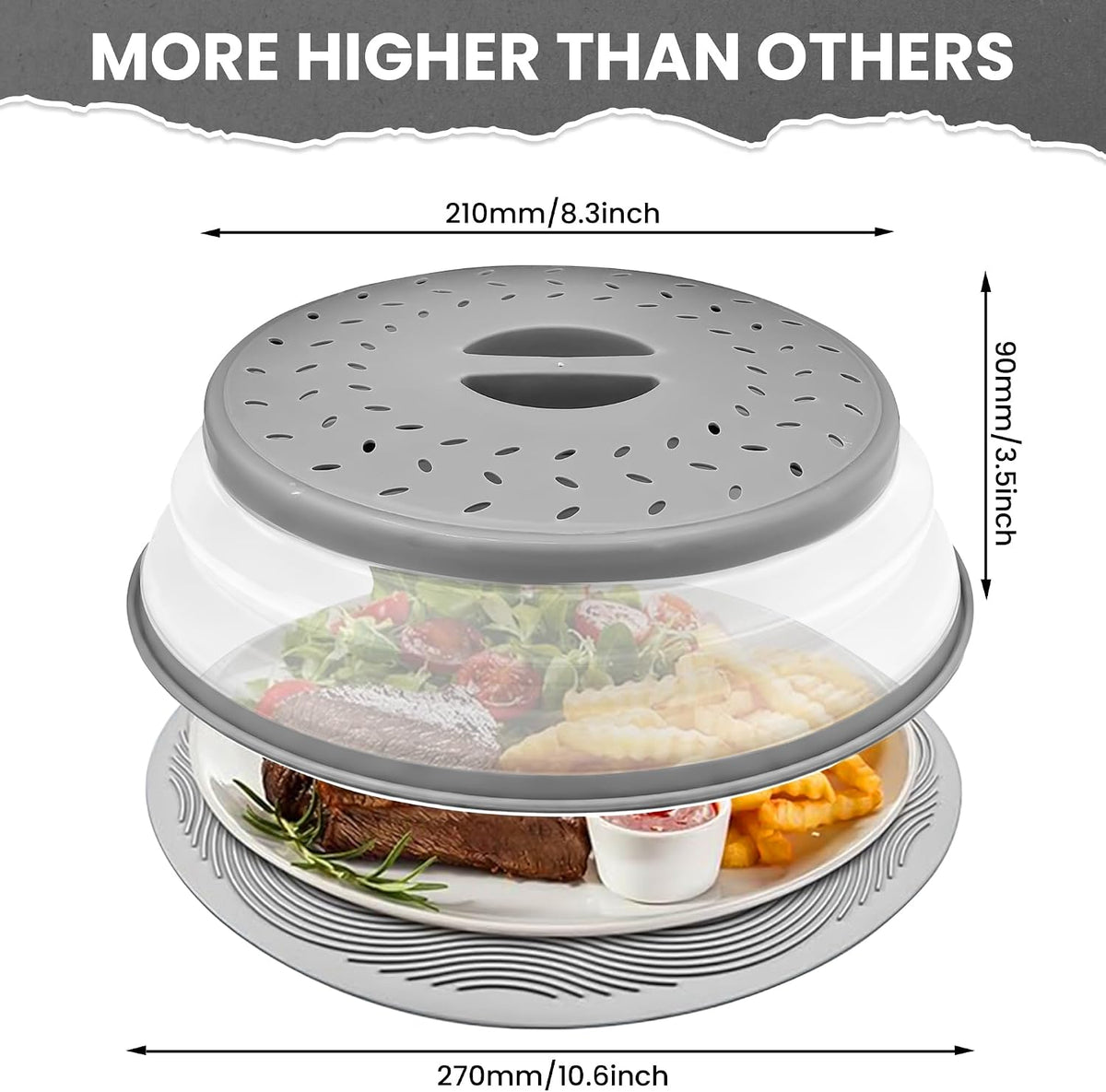 Collapsible Microwave Splatter Cover for Food, 10.5 Inch