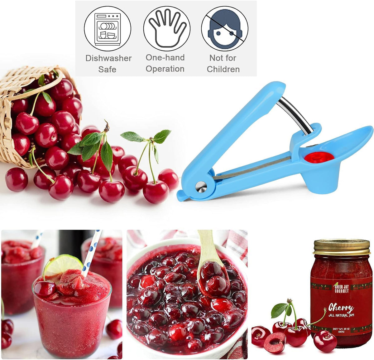 Cherry Pitter Tool,Cherry Pitter Cherry Stone Remover Tool for Making Cherry Jam Cherries Corer Pitter Tool，Cherry Pitter Olive Pitter with Space-Saving Lock Design, Black