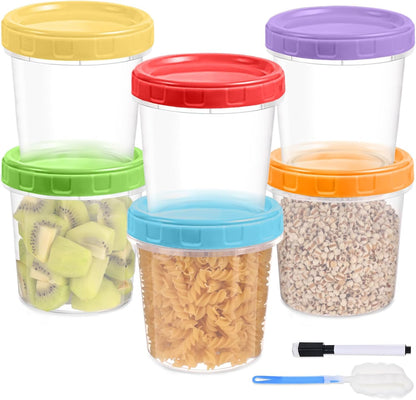 10 oz Plastic Containers with Lids, 12 Pack Stackable Small Freezer Container, Reusable Clear Food Storage Meal Prep Containers for Snack Fruit, Microwave & Dishwasher Safe