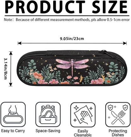 Travel Cutlery Set with Case for Kids Portable Utensil Case Reusable Silverware Pouch for School Travel Lunch Capybara Flower
