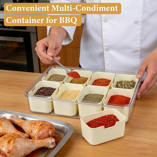 Snackle Box Container, Snack Box Container, Divided Serving Tray with Lid & Handle for Snackle, Veggie, Candy, Nut, Fruits Portable for Travel Party, Picnic (8 Inside Containers Dishwasher Safe)