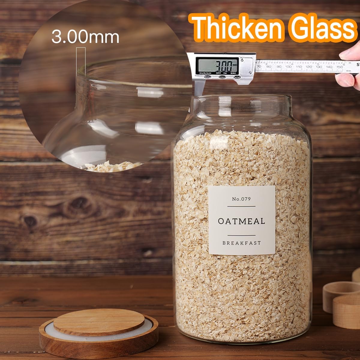 CZSZYGHBAO 2 PCS Large Glass Jar with Airtight Lid, Glass Food Storage Jars for Tea,Spice,Cereal, Egg,Flour,Coffee and More(1 gallon/4000 ml)