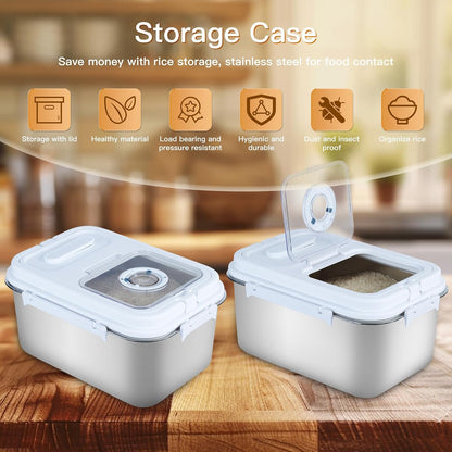 RUIAN 10L Airtight Pet Food Storage Container Stainless Steel with Scoop - Translucent Moisture-Proof Plastic Bin for Dry Food, Cat/Dog Treats, Grains - Seal Locking Lid Keep Fresh (JC366-2)