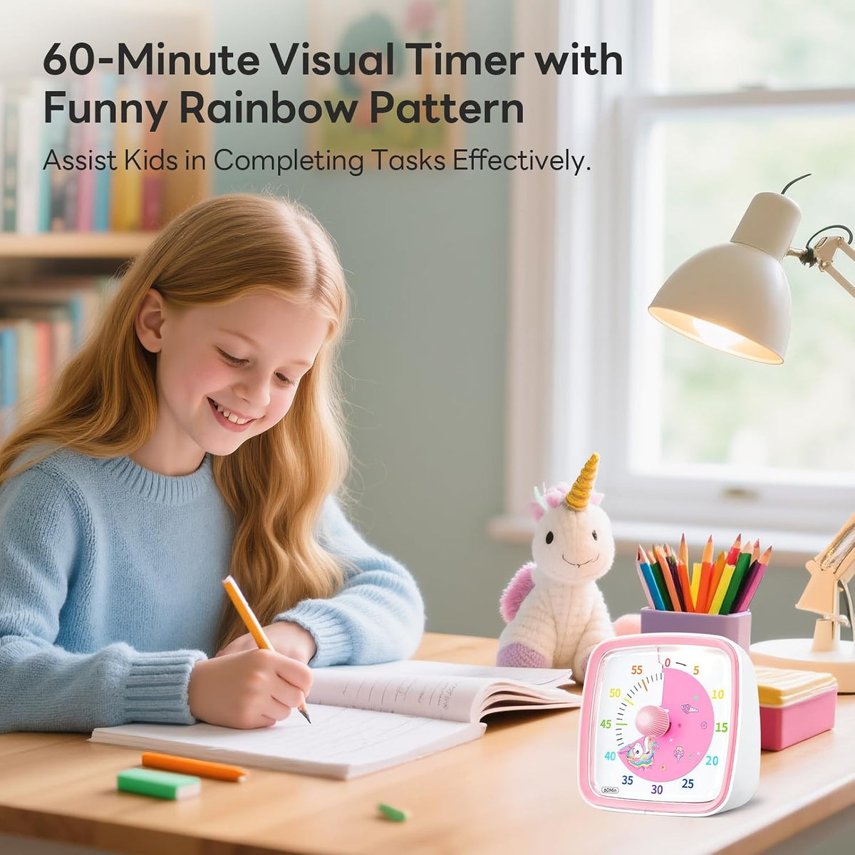 Yunbaoit Visual Timer with Night Light, 60 Minute Countdown, Light Blue