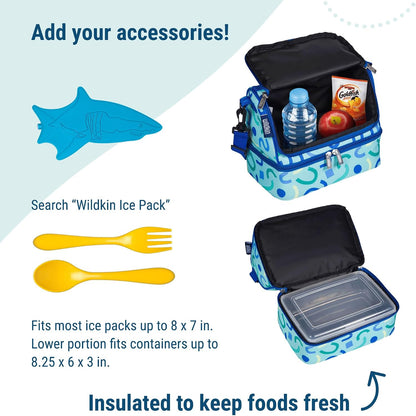 Wildkin Kids Two Compartment Insulated Lunch Bag – Keeps Food Hot or Cold, Easy-Clean Lining, Leak-Resistant & BPA-Free – Boys & Girls, Ideal for School, Travel & Daycare – Jurassic Dinosaurs