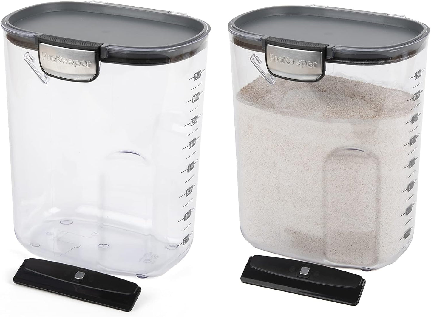 Progressive International ProKeeper+ Clear Plastic Airtight Food Baker's Kitchen Storage Organization Container Canister Set with Magnetic Accessories, 2- Piece Set (Grain 2.5-Quart)
