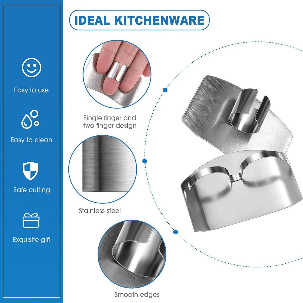 CHENGU 9 Pcs Finger Guard for Cutting Vegetables, Stainless Steel Protector