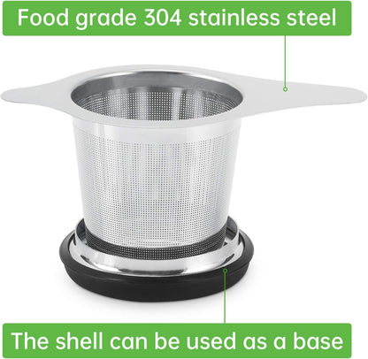Tea Infuser Basket Stainless Steel Tea Strainer Tea Filter With Small Strainer And Lid Tea Diffuser For Loose Leaf Tea Superior Brewing Experience (One pack silver)
