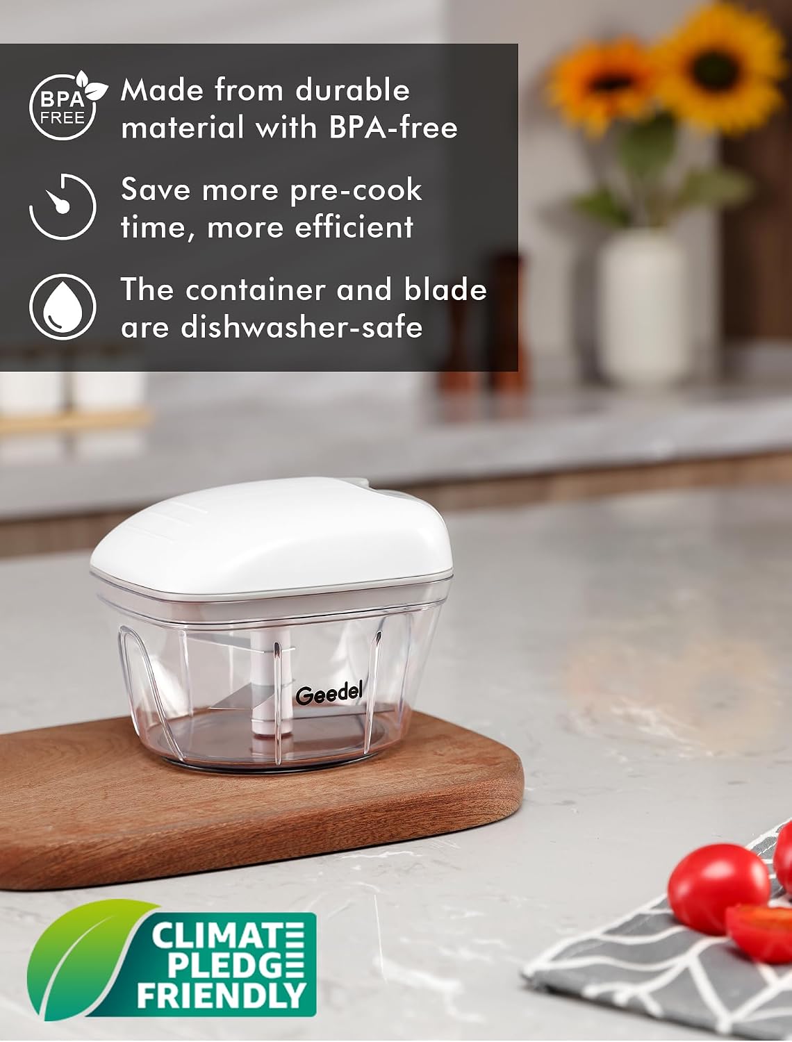 Geedel Vegetable Chopper, Manual Food Chopper with Hand Pull String, 500ml