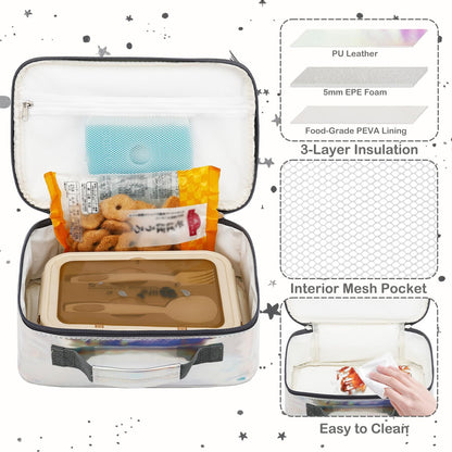 FlowFly Kids Lunch box Insulated Soft Bag Mini Cooler Back to School Thermal Meal Tote Kit for Girls, Boys, Black