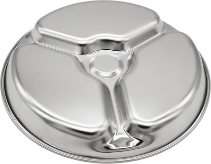 Korean Stainless Steel Divided Plates for Adults, Teens, Premium 304, Electro-Polished, No Black Residue, BPA-Free, Large 5-Compartment Food Tray, Diet Portion Control, Camping, Set of 2