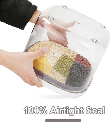 Airtight Rice Container with Measuring Cup, BPA-Free Clear PET Plastic Food Storage Container Pantry Organizers and Storage Sugar Cookies Flour Rice Container (5.6 L / 5.92 QT)