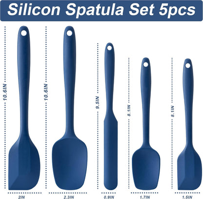 Silicone Spatula Set, 5 Piece Food Grade Rubber Spatulas for Baking, Cooking, and Mixing High Heat Resistant Non Stick Dishwasher Safe BPA-Free (Multicolor)