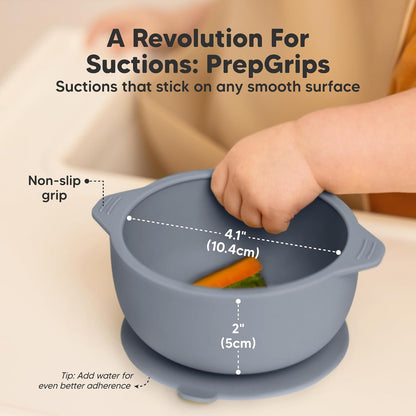 KeaBabies 2-Pack Baby Bowls with Suctions, Lids, Silicone (Terracotta)