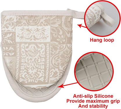 Mini Silicone Oven Mitts, Heat Resistant Kitchen Mittens 2-Pack Set