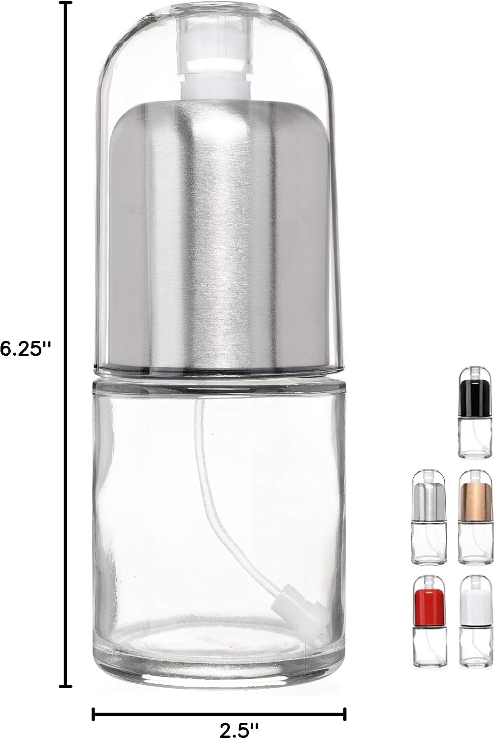 Olive Oil Sprayer and Oil Mister Elegant Glass Bottle with Clog-Free Filter & Leak Proof Top - Stainless Steel