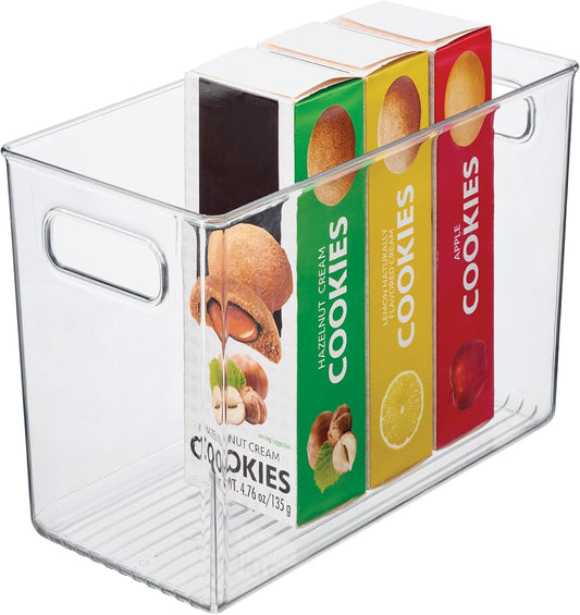 iDesign Pantry Bin with Handles, Clear | Storage for Cabinets, Fridge, or Freezer, Made in USA