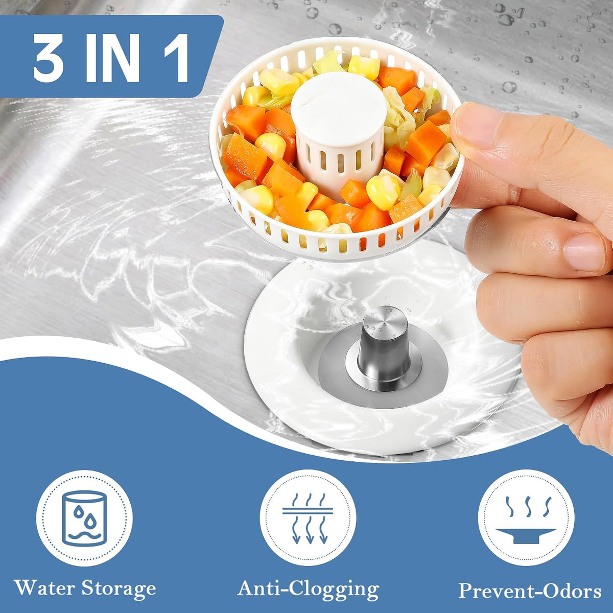 TGOSOMT Kitchen Sink Drain Strainer Stopper