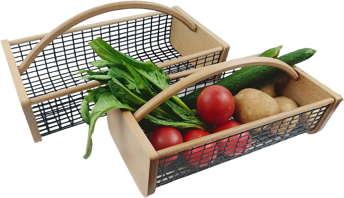 Garden Hod Harvest Basket, Durable Wooden Gardening, Supply Suitable For Kitchen, Picnic And Outdoor Picking