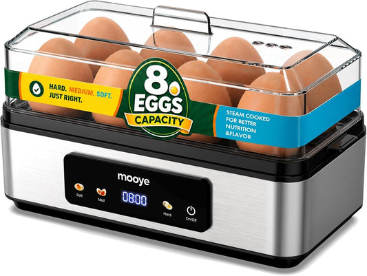 Rapid Egg Cooker for Hard Boiled Eggs, Electric Egg Steamer 3 IN 1 Soft Medium Hard Boiled, Egg Maker with Auto Shut-Off, Egg Boiler for Kitchen Breakfast & Fitness, BPA-Free, Holds 8 Eggs