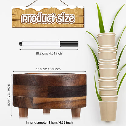 Newtay Wooden Cup Holder with Marker Slot Brown Cup Holder Dispenser Disposable Mug Dispenser for Party Decoration Bathroom Kitchen Showers Picnic Housewarming Couples Gift(Classic Style,6.1 Inches)
