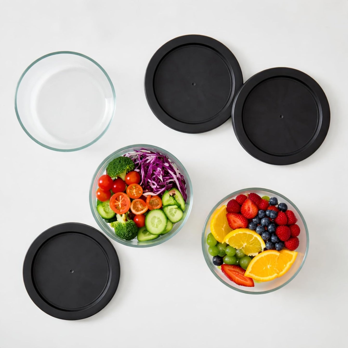 6-Piece Glass Food Storage Containers Set (3 Containers + 3 BPA-Free Lids) | 2-Cup, Leakproof | Microwave, Freezer, Oven & Dishwasher Safe | Ideal for Meal Prep & Pantry Organization, Pistachio