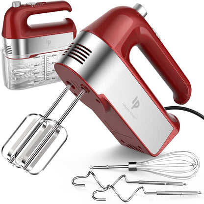 Hand Mixer Electric, 450W Kitchen Mixers with Scale Cup Storage Case, Turbo Boost/Self-Control Speed + 5 Speed + Eject Button + 5 Stainless Steel Accessories, For Easy Whipping Dough, Cream, Black