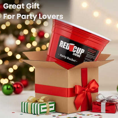 Red Cup Living Large Party Ice Bucket, 201 oz Insulated Drink Cooler for Parties, Bar & Kitchen, Durable Plastic Beer, Wine & Champagne Beverage Tub for Holiday