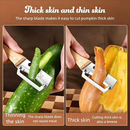 Vegetable Peeler Wooden Handle Sharp Steel Blade with Bottle Opener
