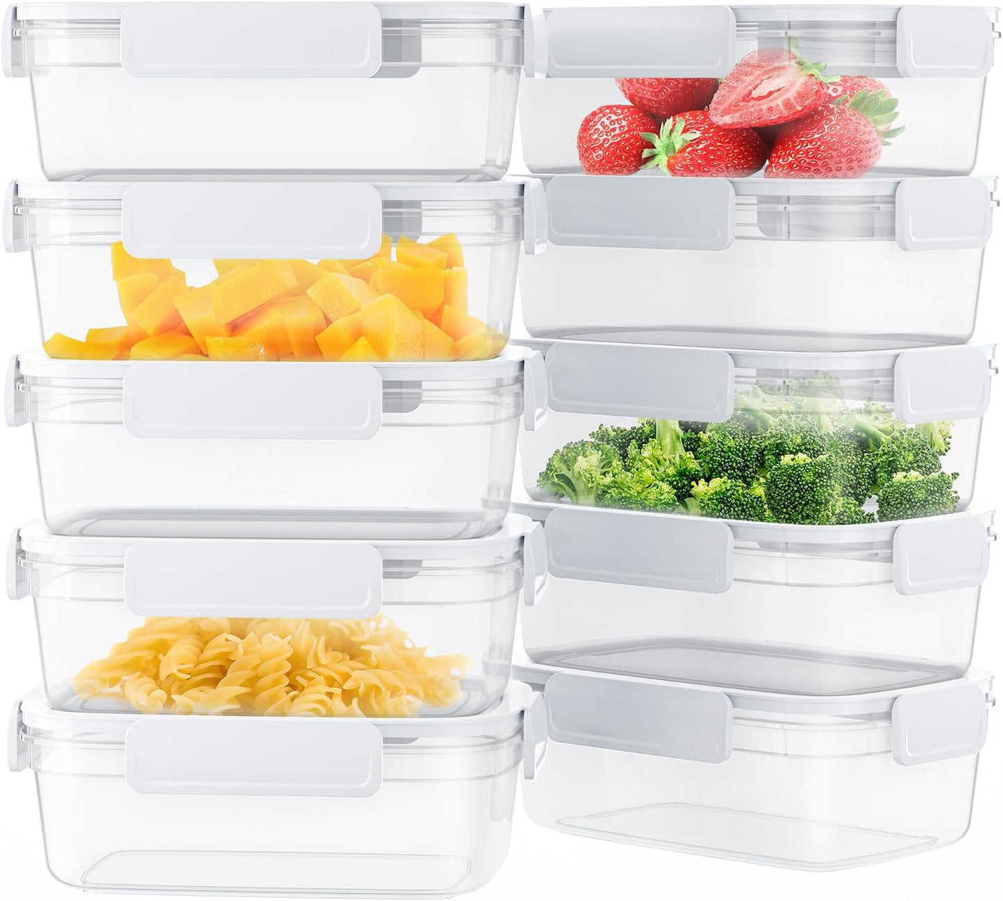 10-Pack Food Storage Containers with Airtight Leakproof Lids, BPA-Free Meal Prep Containers for Microwave/Dishwasher/Freezer, Green, 47.3oz Each