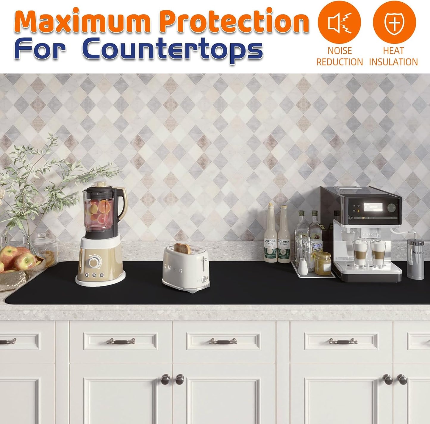 Warome Silicone Mat,78.7”x 23.6” Heat Resistant Mats for Countertop,Extra Large Countertop Protector Mat, Multi-functional Cuttable Kitchen Counter Mat, Silicone Mats for Kitchen Counter/Crafts- Grey