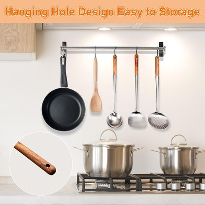 FJNATINH Solid 304 Stainless Steel Skimmer Slotted Spoon Colander Strainer Ladle for Cooking and Frying, Kitchen Utensils Wire Strainer Pasta Strainer Spoon