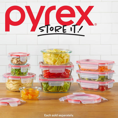 Pyrex Freshlock (4-Pack) Mixed Sized Glass Food Storage Containers Set, Airtight & Leakproof Plastic Locking Lids BPA-Free, Meal Prep Containers Set, Freezer Dishwasher Microwave Safe