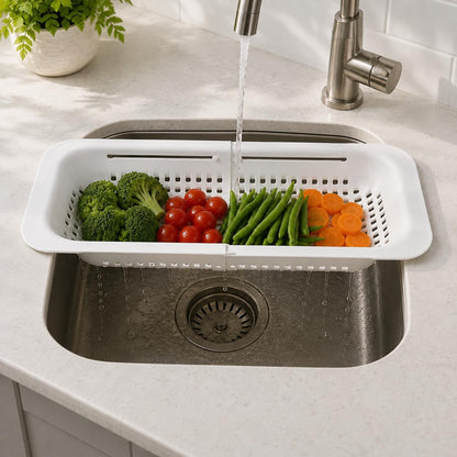 Expandable Over-the-Sink Colander Strainer Basket 14.25 to 19.5 Inch Black