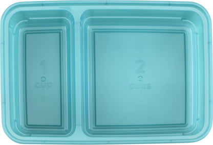 GoodCook Food Storage Containers for Meal Prep Rectangle Two Compartments & Made without BPA, 60-Piece Set, Teal