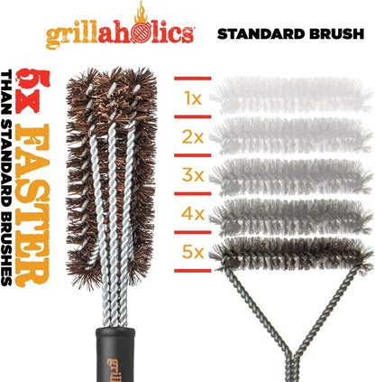 Grillaholics Grill Brush for Outdoor Grill - Safe Bristle Free BBQ Brush with Built-in Scraper – The Perfect Grilling Accessory for Cleaner Grilling