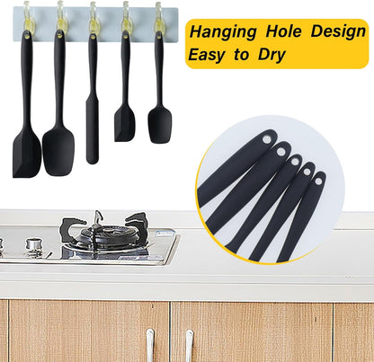 Silicone Spatula Set, 5 Piece Food Grade Rubber Spatulas for Baking, Cooking, and Mixing High Heat Resistant Non Stick Dishwasher Safe BPA-Free (Multicolor)