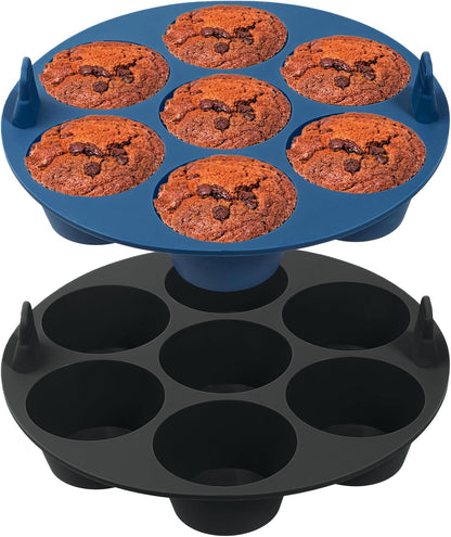 Webake Silicone Air Fryer Muffin Pan for Baking Egg Bites Silicone Mold, Nonstick 1.8 Inch Mini Muffin Tin BPA Free Set of 2