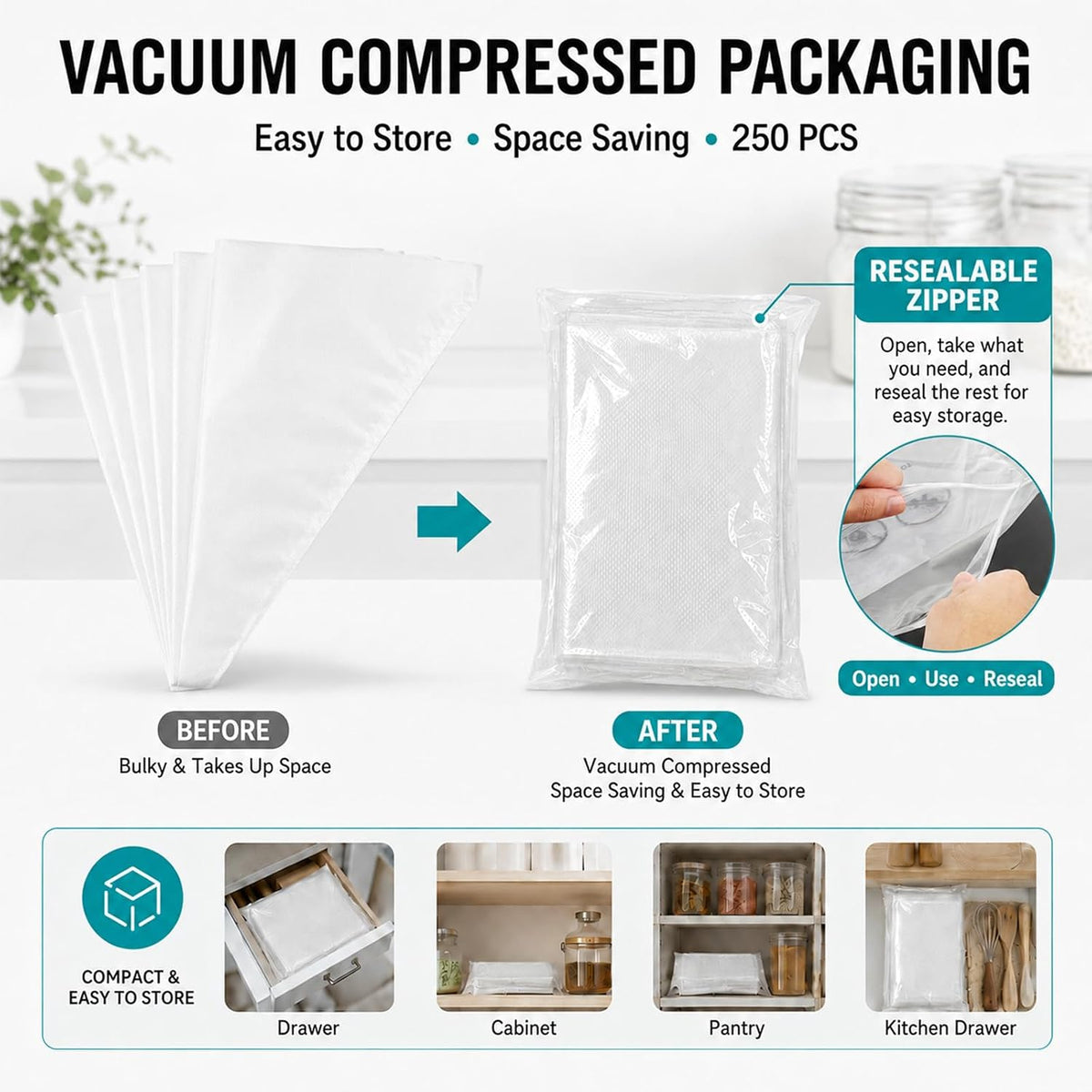 Disposable Piping Bags 12 Inch, Tipless Icing Piping Bags Non-Slip Anti Burst Disposable Pastry Bags for Cream Frosting, Cakes, Chocolate, Cupcakes and Cookies Decoration Supplies