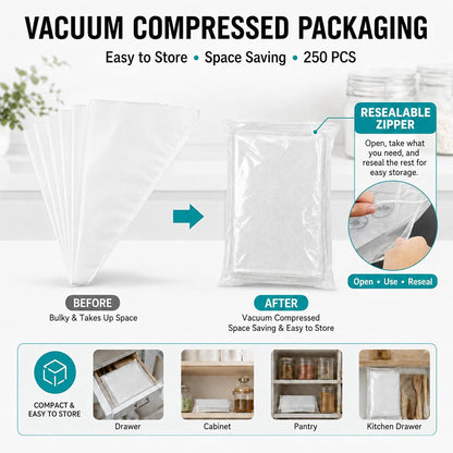 Disposable Piping Bags 12 Inch, Tipless Icing Piping Bags Non-Slip Anti Burst Disposable Pastry Bags for Cream Frosting, Cakes, Chocolate, Cupcakes and Cookies Decoration Supplies
