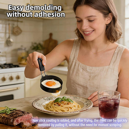 Stainless Steel Egg Rings 3.5 Inch for Pancakes, Non-Stick Egg Mold with Silicone Handle, No-Leak Breakfast Round Mold for Frying Eggs, English Muffins, Burgers, Dishwasher Safe